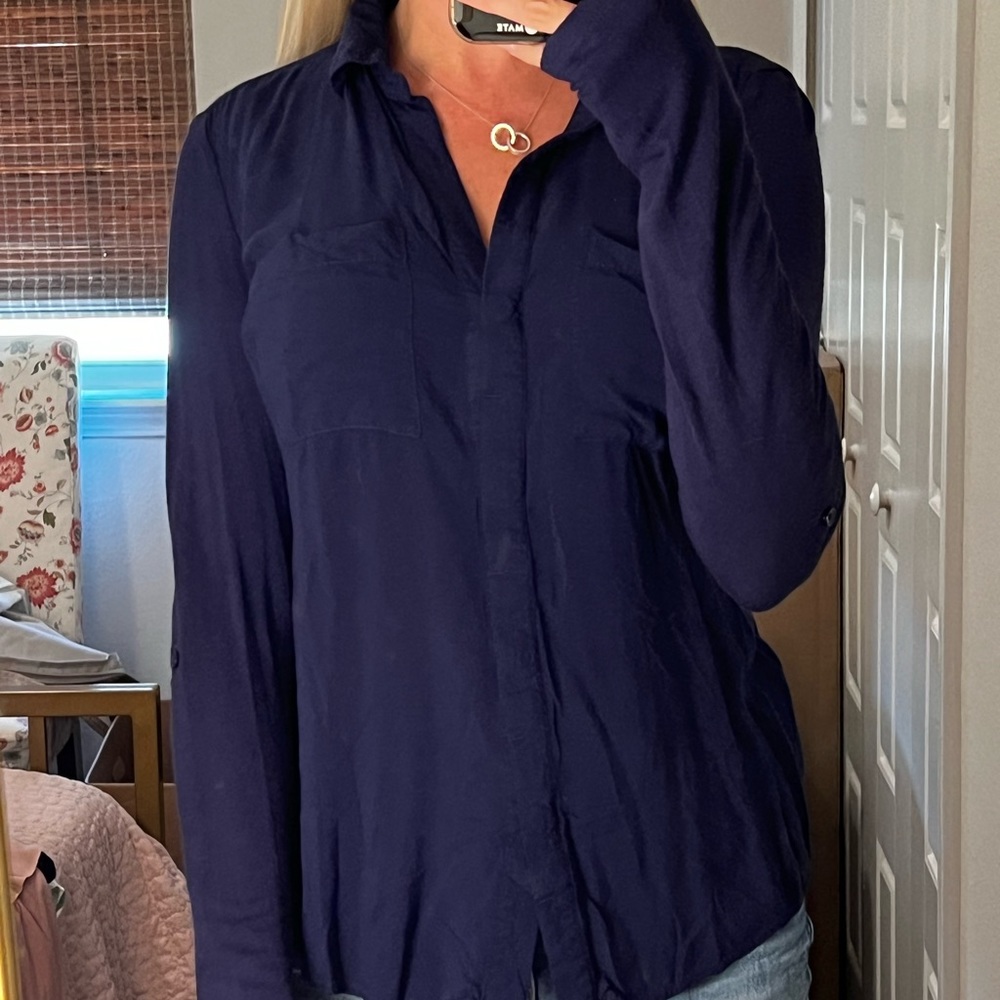 Navy button up